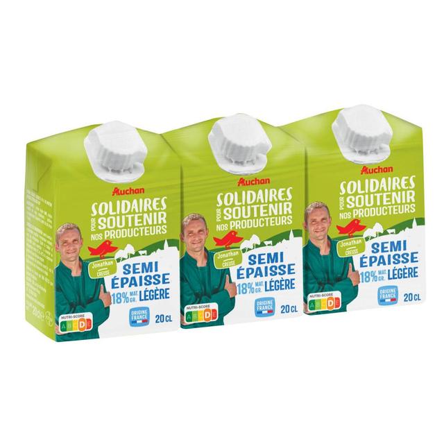 3596710484089 - Auchan Solidaires - Crème semi épaisse légère 18%mg UHT