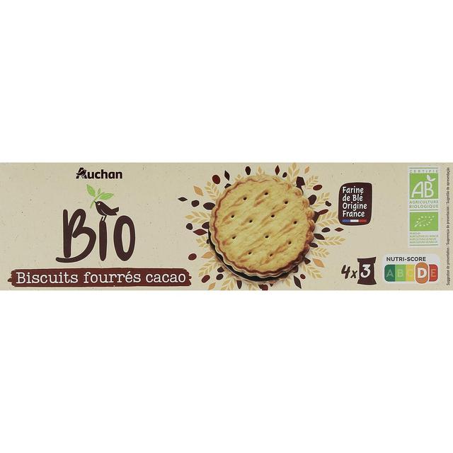 3596710307289 - Auchan BIO - Biscuits goûters fourrés au cacao bio