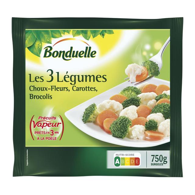 3083681030990 - Bonduelle - Les 3 Légumes- Choux fleurs, Carottes, Brocolis- Pré-cuit vapeur
