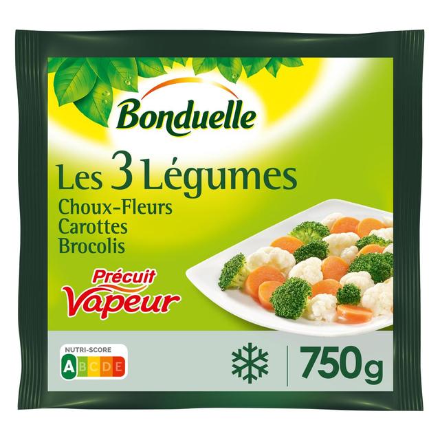 3083681030990 - Bonduelle - Les 3 Légumes- Choux fleurs, Carottes, Brocolis- Pré-cuit vapeur