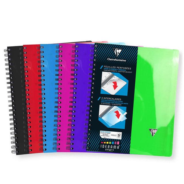3037924961190 - Clairefontaine - Cahier à spirales A4 21x29,7 cm petits carreaux Iderama avec élastique