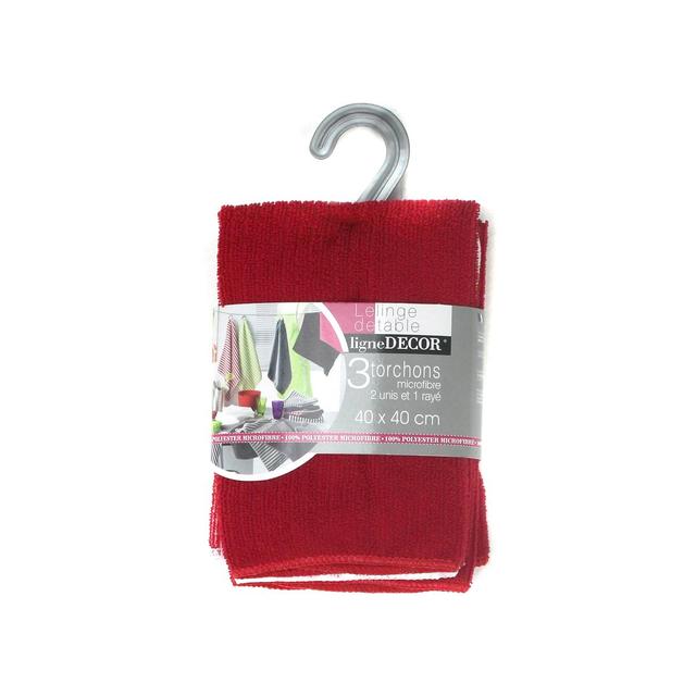 3574387901290 - Douceur D Interieur - 3 torchons microfibre CUISTOT ROUGE