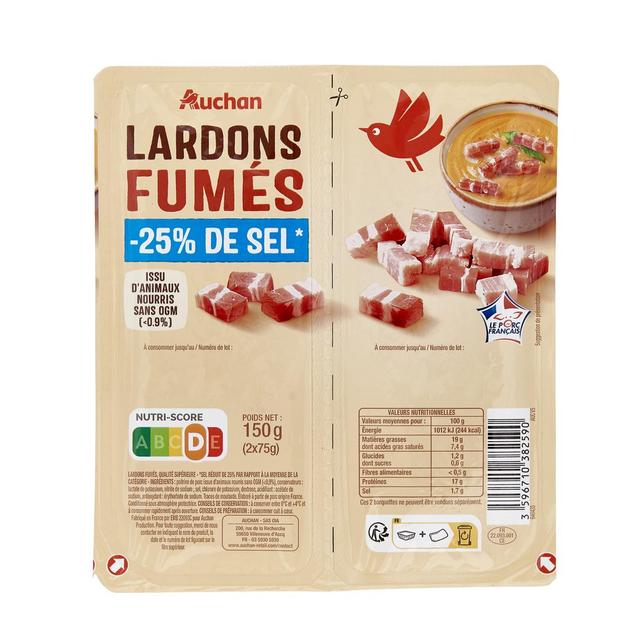 3596710382590 - Auchan - Lardons Fumés Réduits en Sel
