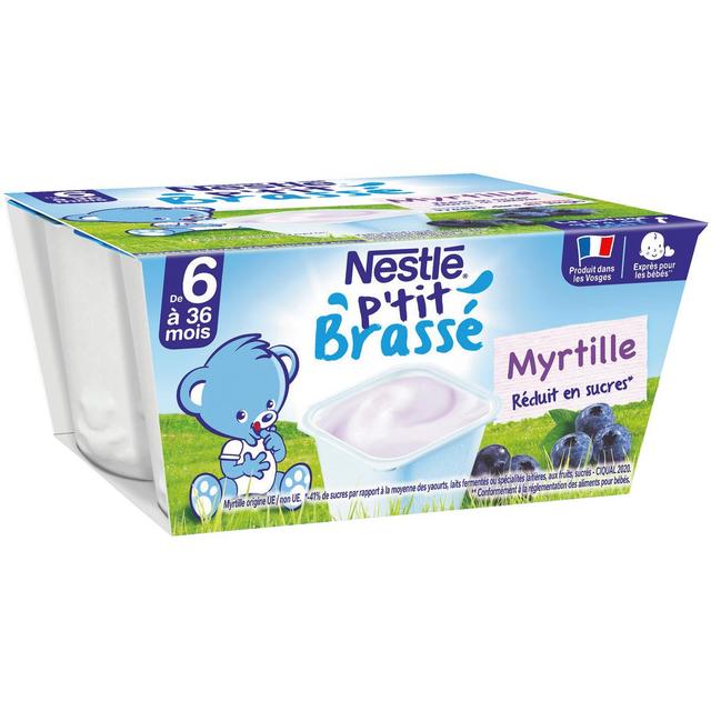 7613035014190 - Nestlé - P'tit Brassé - Dessert Lacté Myrtille Coupelle Bébé Dès 6 mois