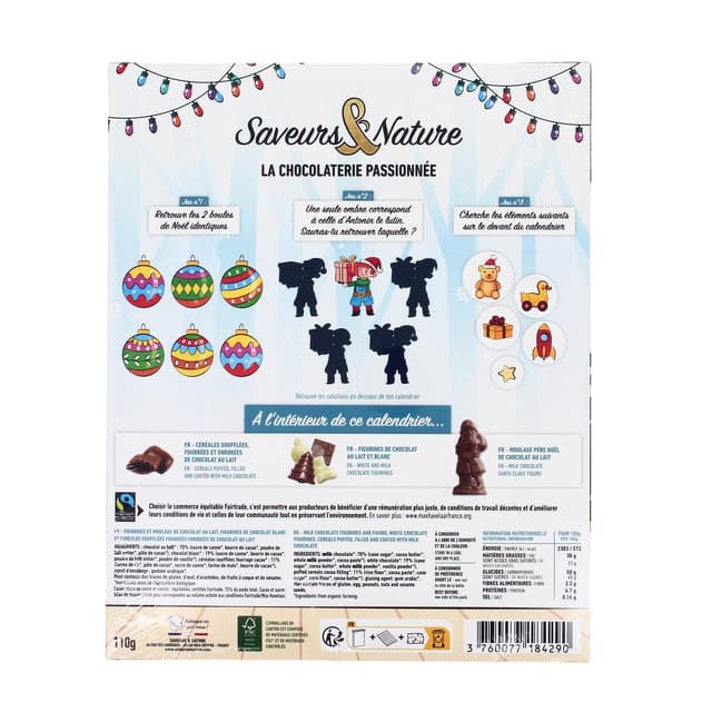 3760077184290 - Saveurs & Nature - Calendrier de l'Avent Choco bio Equitable
