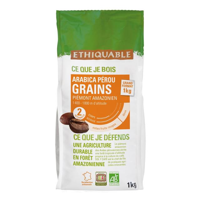 3760091725790 - Ethiquable - Commerce Equitable - Café en grains Arabica Bio du Pérou