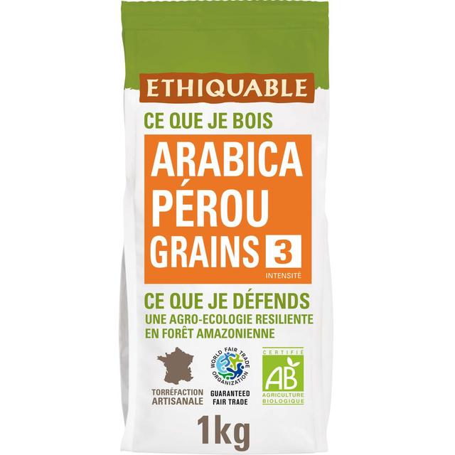 3760091725790 - Ethiquable - Commerce Equitable - Café en grains Arabica Bio du Pérou