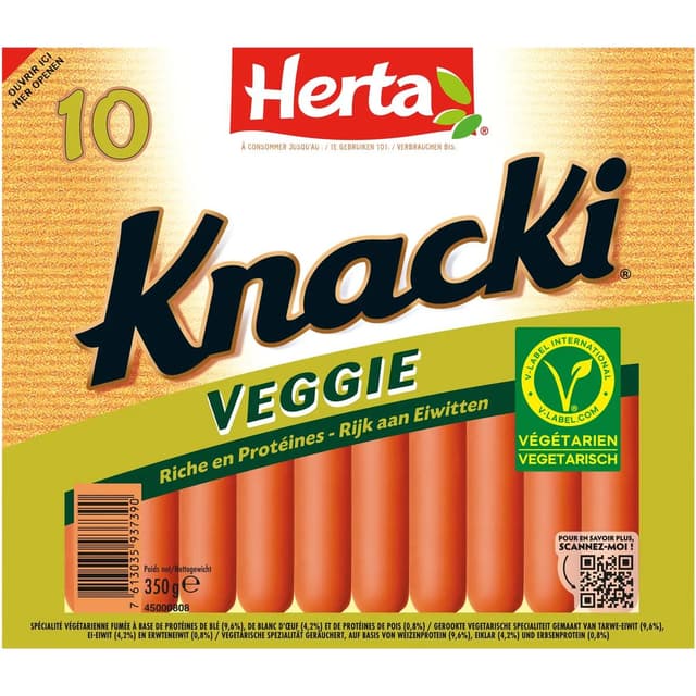 7613035937390 - Herta - Knacki saucisse végétale blé œuf et pois