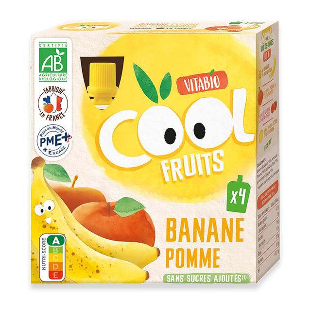 3288132600191 - Vitabio - Cool Fruits - Gourdes Banane, Pomme, Acerola BIO - Purée de Fruits