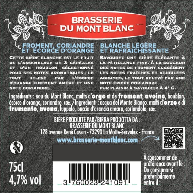 3760023241091 - Brasserie Du Mont Blanc - Bière Blanche 4,7%