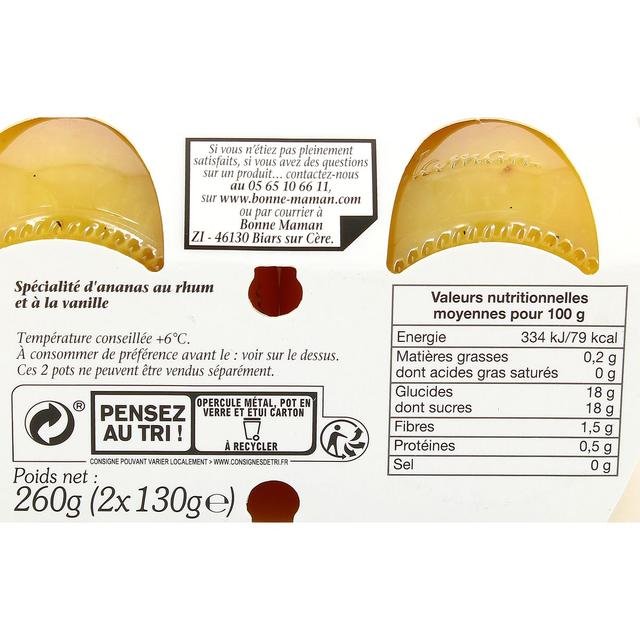 3608580931591 - Bonne Maman - Compotée ananas au rhum & vanille