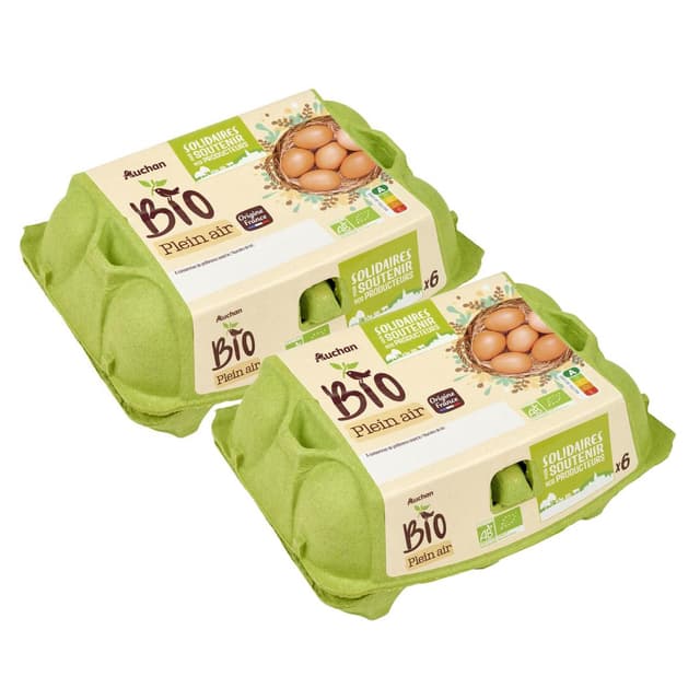 3596710466054 - Auchan Solidaires Bio - Oeufs de poules Bio élevées en plein air