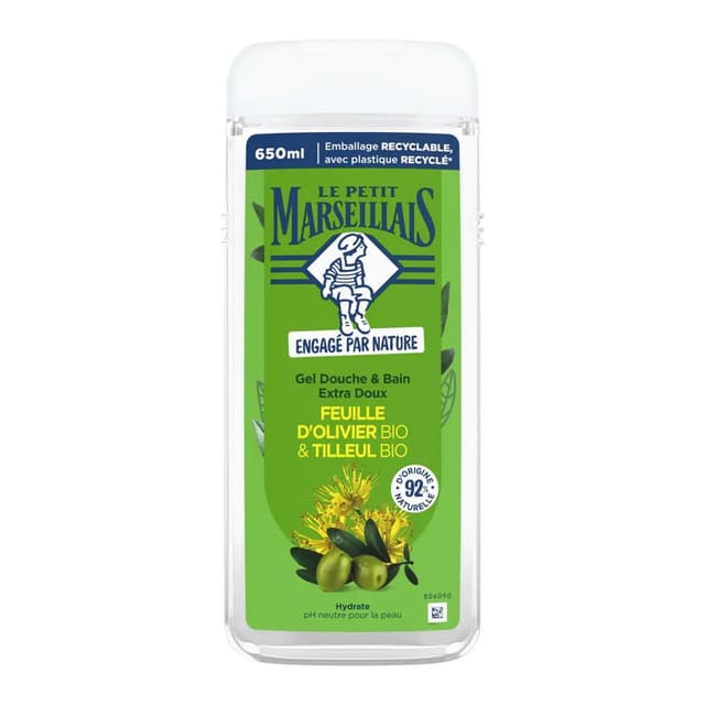 3574661852591 - Le Petit Marseillais - Gel douche et bain extra doux feuille d'olivier et tilleul bio