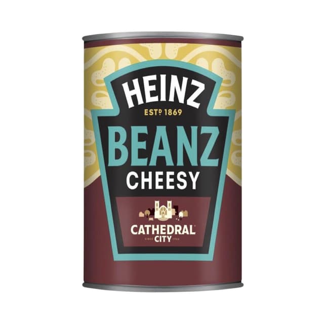 5000157154491 - Heinz - Haricots blancs cuisinés au cheddar extra mature - Beans Cheesy - cathedral city en conserve