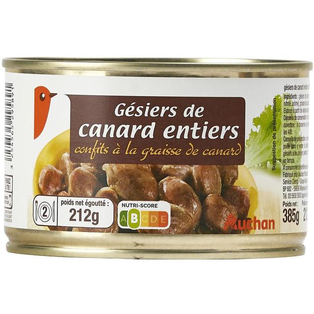3254565295891 - Auchan - Gésiers de canard entiers confits à la graisse de canard