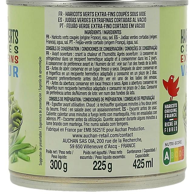 3596710489091 - Auchan - Haricots verts coupés extra fins vapeur