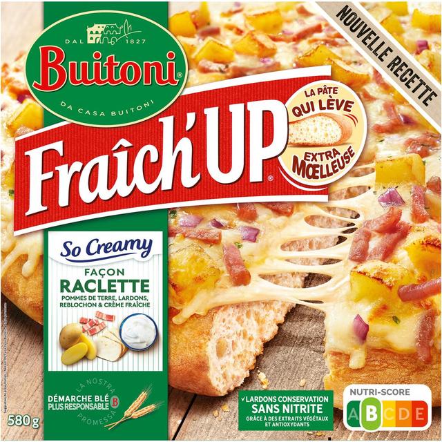 7613034909091 - Buitoni Fraich up - Pizza So Creamy Façon Raclette- Pommes de terre, Reblochon, Lardons