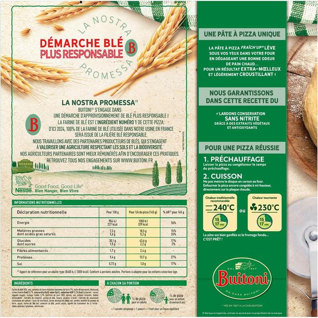 7613034909091 - Buitoni Fraich up - Pizza So Creamy Façon Raclette- Pommes de terre, Reblochon, Lardons