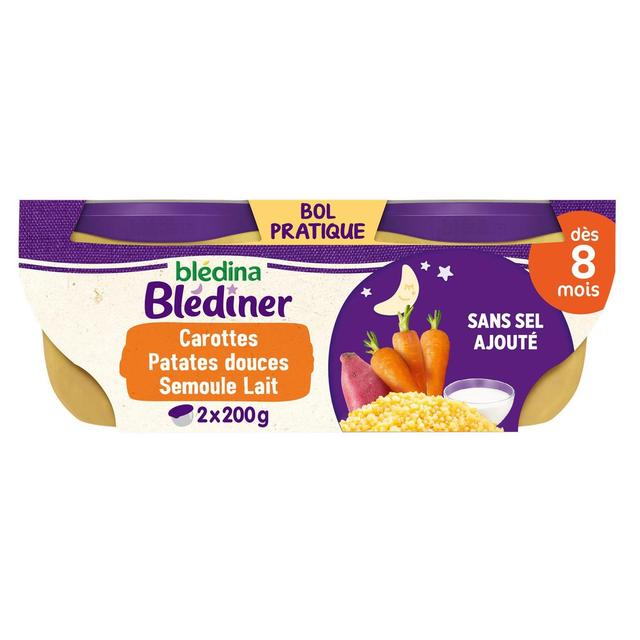 3041090030192 - Blédina - Blédîner - Duo de Carottes, Patates Douces et Semoule Bol Bébé Dès 8 mois