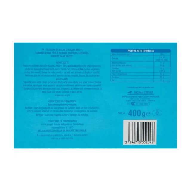 3596710552092 - Auchan - Nuggets de colin d'Alaska 100% filet