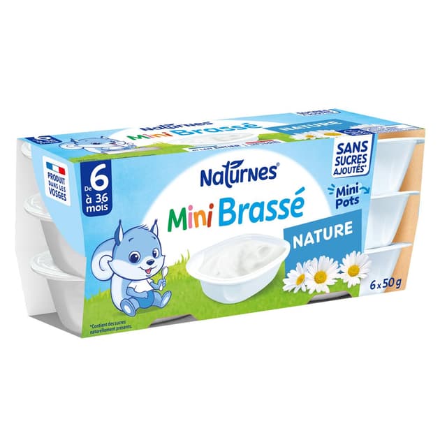 8445290440693 - Naturnes® - P'tit Brassé - Mini Dessert Lacté Nature Coupelle Bébé Dès 4/6 mois