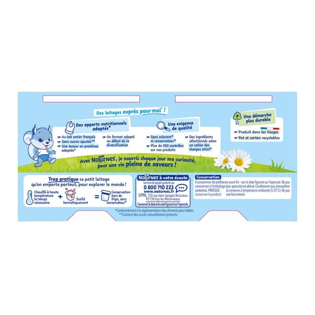 8445290440693 - Naturnes® - P'tit Brassé - Mini Dessert Lacté Nature Coupelle Bébé Dès 4/6 mois