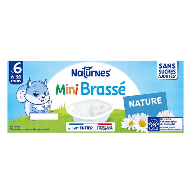 8445290440693 - Naturnes® - P'tit Brassé - Mini Dessert Lacté Nature Coupelle Bébé Dès 4/6 mois