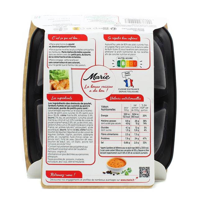 3248830002093 - Marie - Emincés de Poulet, Lardons Fumés et Purée de Petits Pois