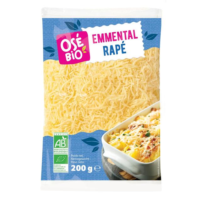 3760099536893 - Osé Bio - Emmental bio râpé au lait pasteurisé