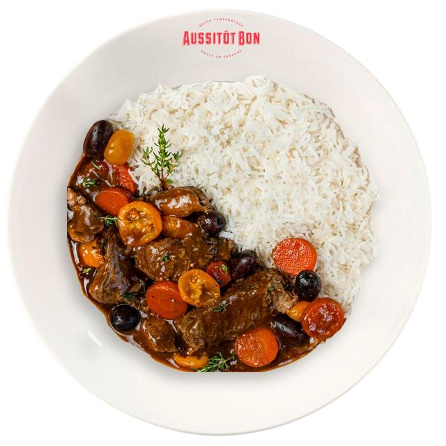 3701565400294 - Aussitôt Bon - Sauté de Veau aux Olives Kalamata, Tomates Confites & Riz Basse Température