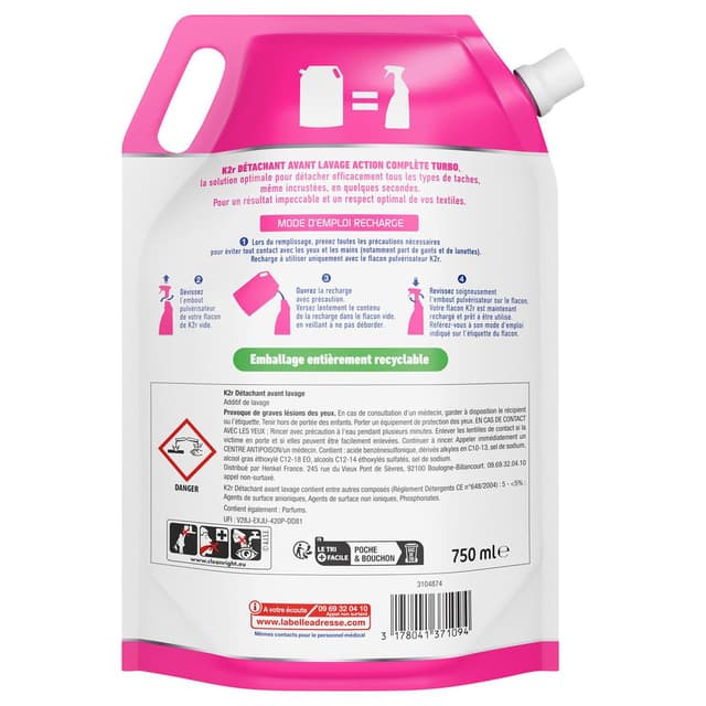 3178041371094 - K2r - Détachant avant lavage recharge