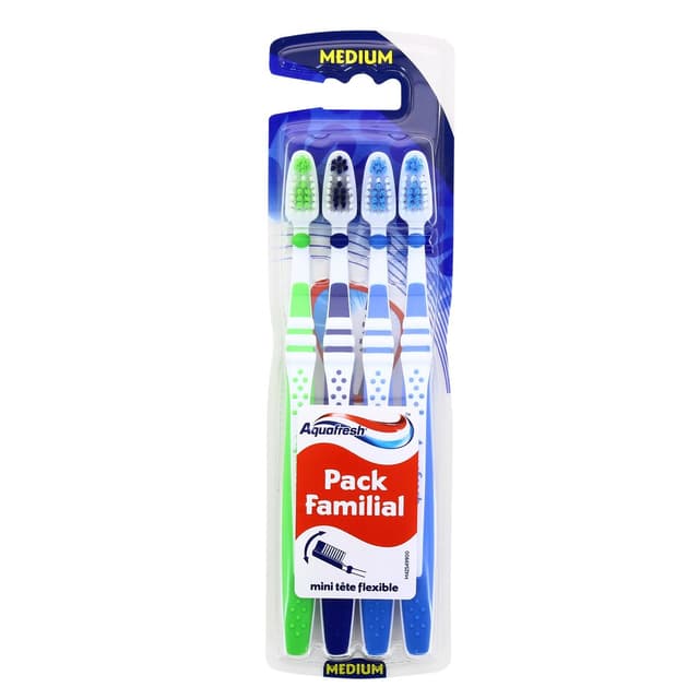 3094905502094 - Aquafresh - Brosses à dents medium mini tête flexible