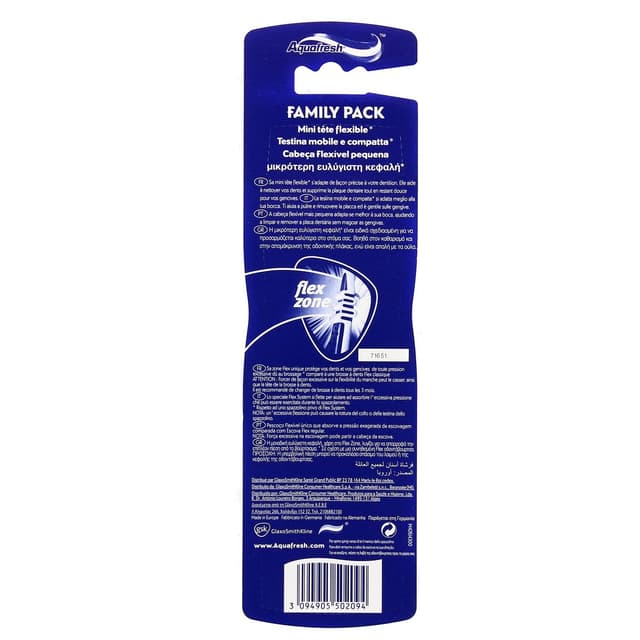 3094905502094 - Aquafresh - Brosses à dents medium mini tête flexible