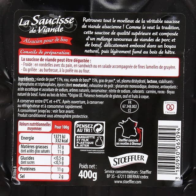 3180950065094 - Stoeffler - Saucisse de Viande