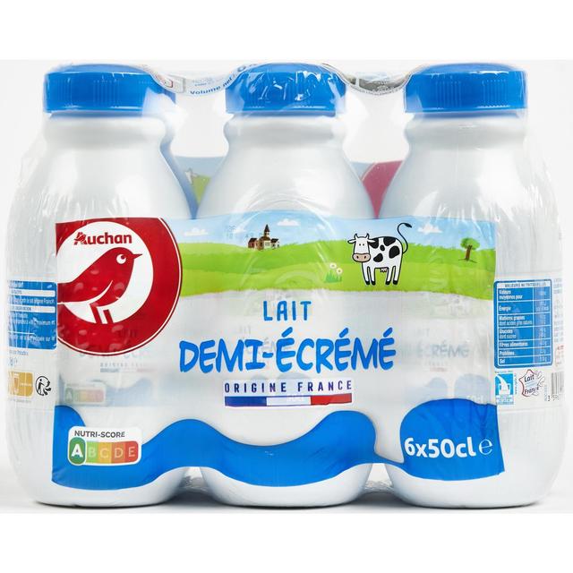 3596710465194 - Auchan - Lait demi-écrémé UHT
