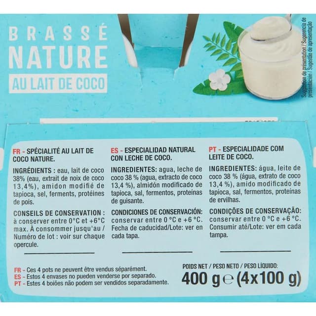 3596710547494 - Auchan - Yaourt végétal brassé nature au lait de coco