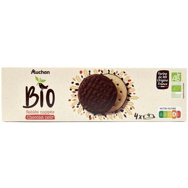 3596710451395 - Auchan BIO - Biscuits nappés de chocolat noir bio