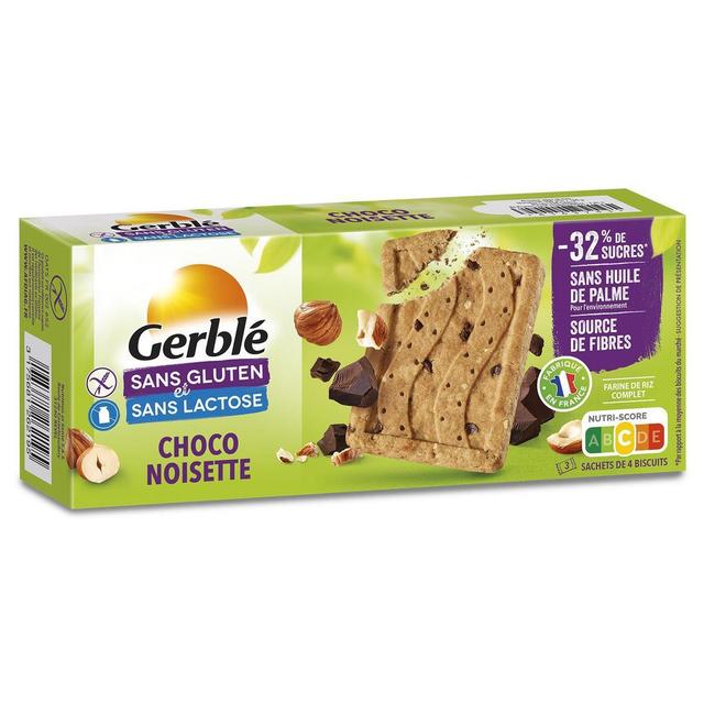 3175681262195 - Gerblé Sans Gluten Sans Lactose - 12 Biscuits Chocolat Noisettes -32% de sucres Sans Gluten
