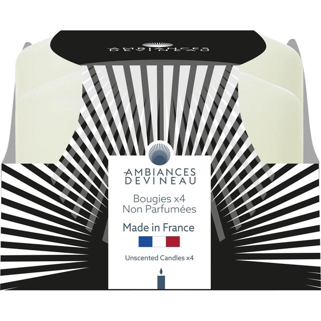 3482356723395 - Ambiances Devineau - 4 Bougies non parfumées Ivoire