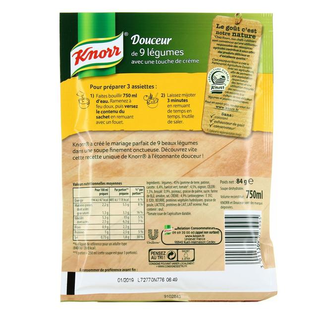 3011360023995 - Knorr - Soupe Douceur de 9 légumes avec une touche de crème déshydratée