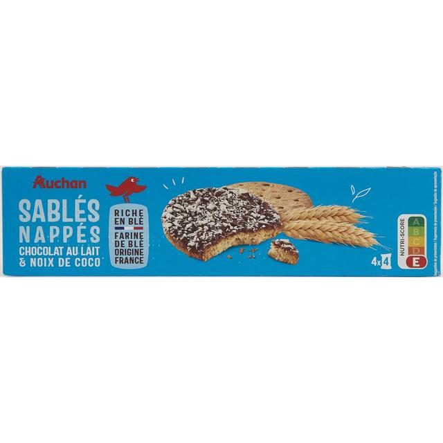 3596710366095 - Auchan - Biscuits sablés aux céréales nappés chocolat au lait et coco