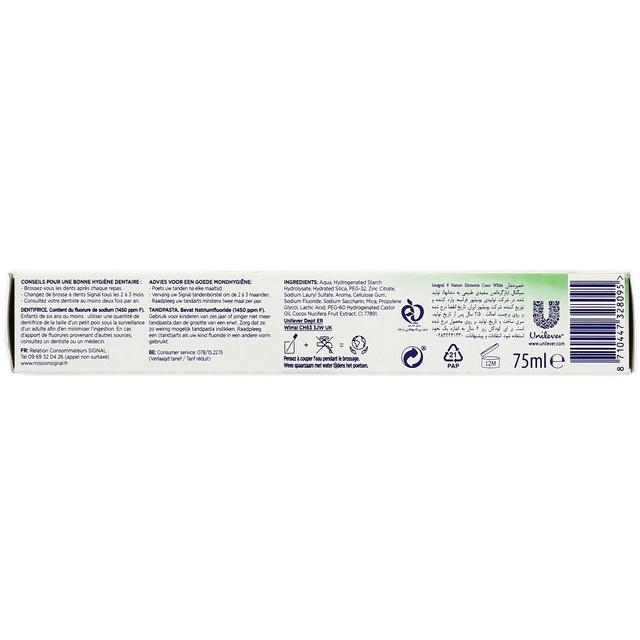 8710447328095 - Signal - Dentifrice intégral 8 actions coco blancheur antibactérienne au Pro time Zinc Protection Caries