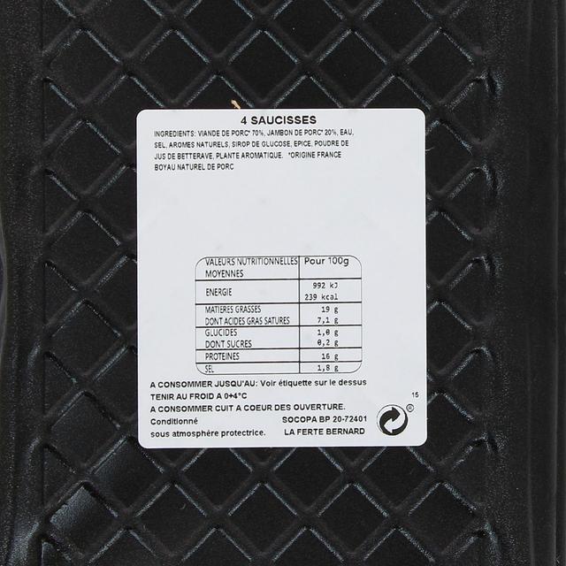 3039050649195 - Socopa - Saucisses de Toulouse Façon Charcutière avec du Jambon