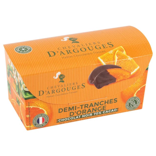 3421371521296 - Les Chevaliers d'Argouges - Demi tranches d'oranges confites chocolat noir 70%