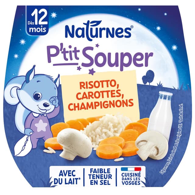 7613035832596 - Naturnes® - P'tit Souper - Risotto Carottes Champignons Bol Bébé Dès 12 mois
