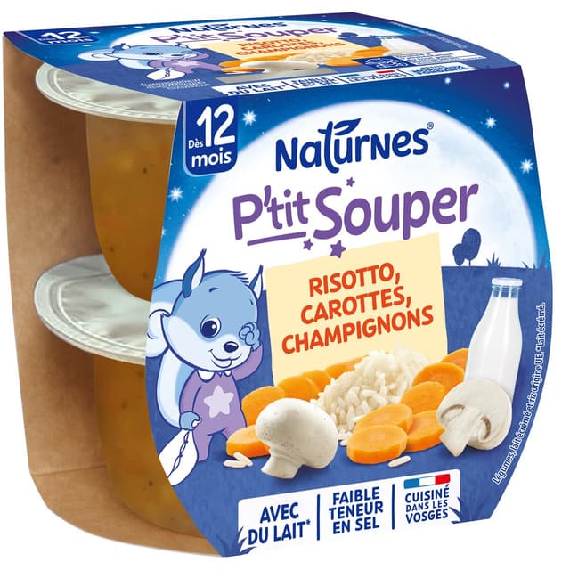 7613035832596 - Naturnes® - P'tit Souper - Risotto Carottes Champignons Bol Bébé Dès 12 mois