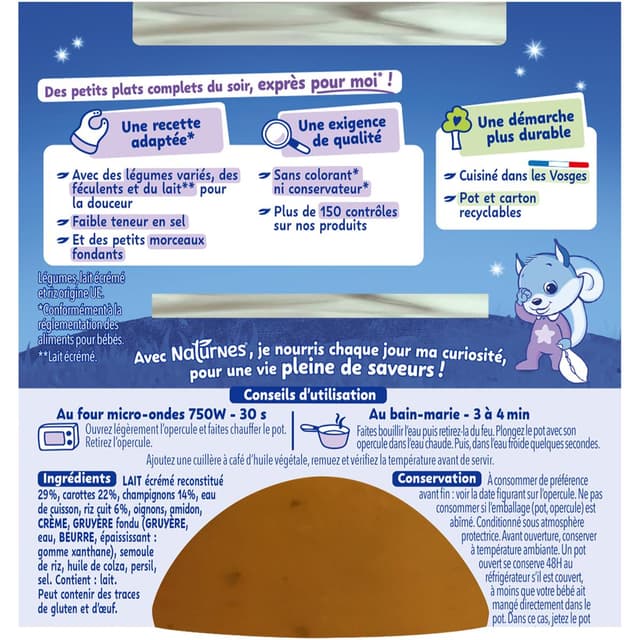 7613035832596 - Naturnes® - P'tit Souper - Risotto Carottes Champignons Bol Bébé Dès 12 mois