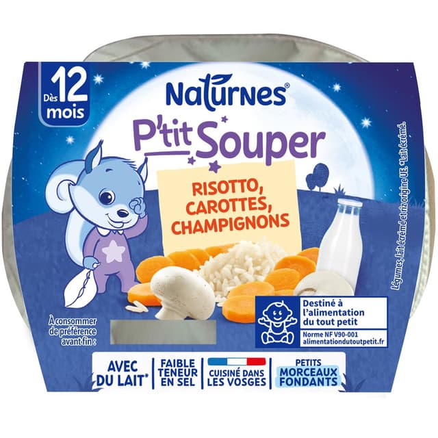 7613035832596 - Naturnes® - P'tit Souper - Risotto Carottes Champignons Bol Bébé Dès 12 mois