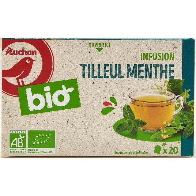 3596710486496 - Auchan BIO - Infusion tilleul menthe bio