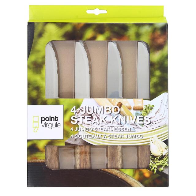 5420059827796 - Point virgule - Set de 4 couteaux à steak jumbo avec poignée en bois d'acacia